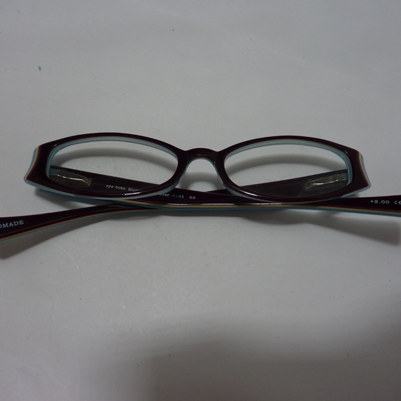 EYE BOBS +2.00 HOSTILE MAKEOVER 2181 66 BROWN BLUE FLEX HINGE READERS - Picture 4 of 10